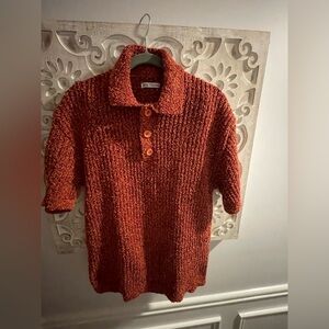 Cozy deep burnt orange Zara men Knit Polo top